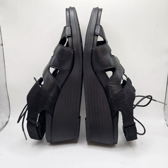 NIB Women's SAS‎ Sedona Lace-Up Leather Wedge Sandals Black Sparkle Size 10M - Picture 4 of 10
